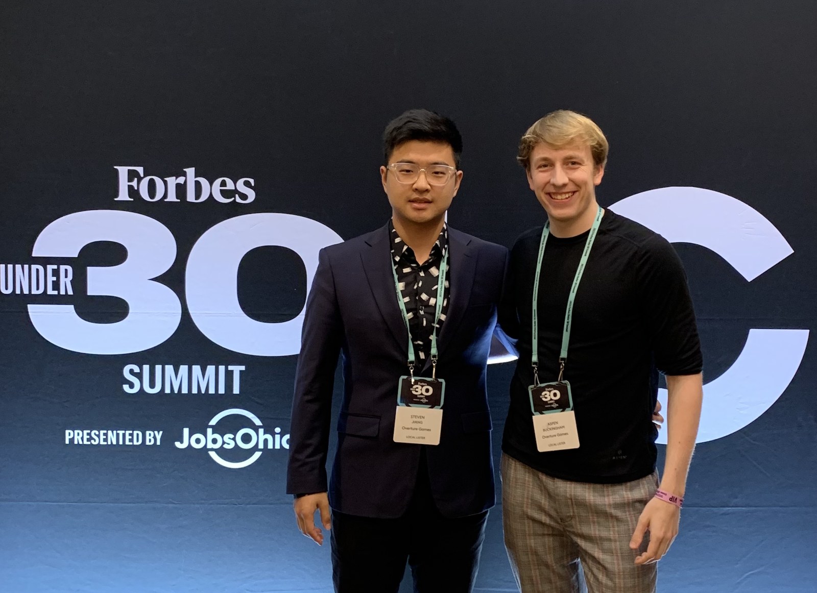Steven Jiang and Aspen Buckingham at the Forbes Under 30 Summit
